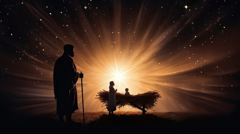 Jesus Christ s manger is graced by a shining star during Christmas