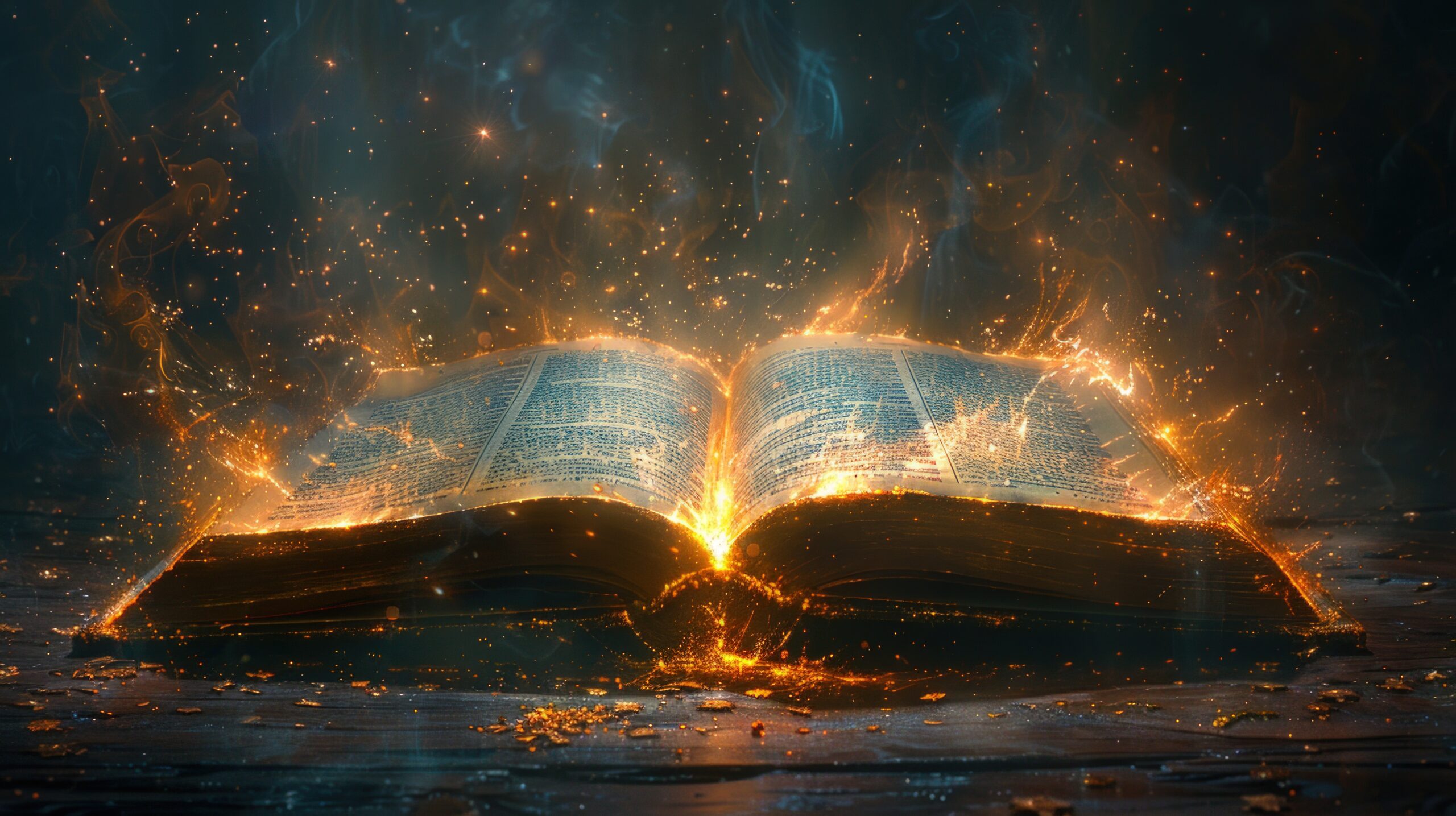 Mystical glowing book of knowledge and wisdom